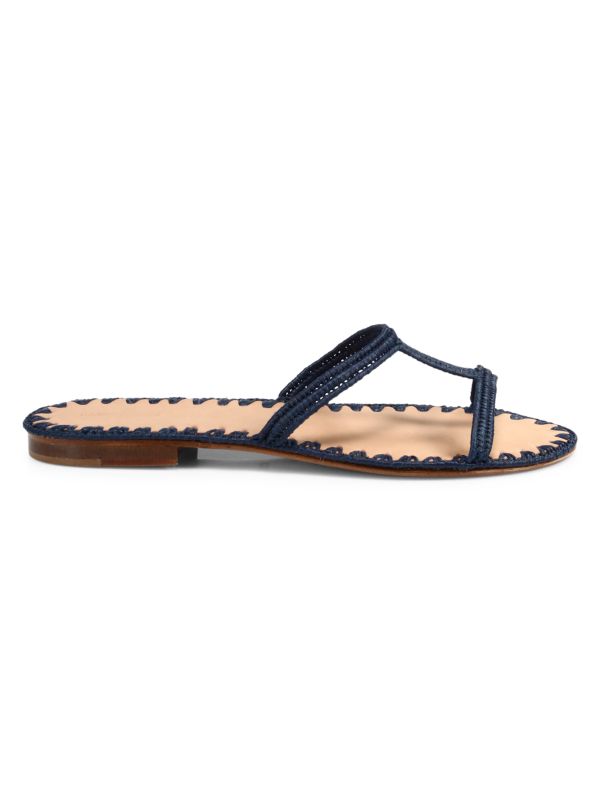 Carrie Forbes Iris Woven Raffia Slide Sandals